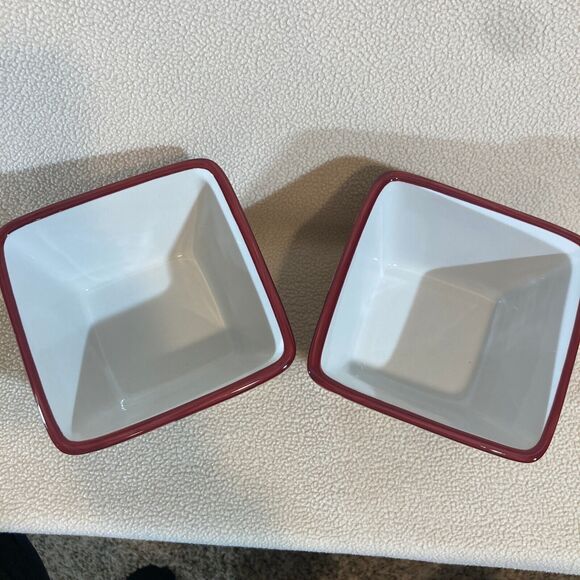 Pampered Chef Simple Additions Striped Square 4 inch Serving Bowls Set of 2 - Picture 2 of 6
